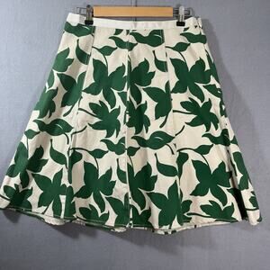 Banana Republic Womens Linen Green Leaf A-Line‎ Knee Length Flared Skirt Size 4